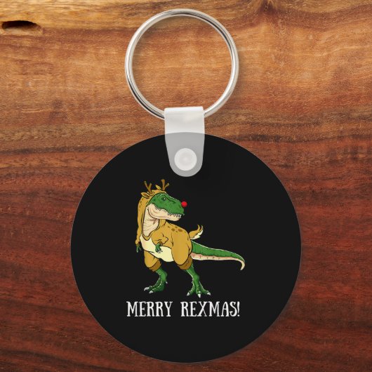Merry Rexmas Reindeer T-rex Rudolph Dinosaur Chris Sleutelhanger (Voorkant)
