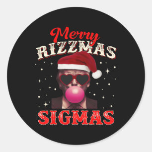 Merry Rizz Mas Sigmas Gen Alpha Trump Santa Christ Ronde Sticker