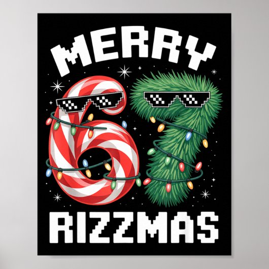 Merry Rizzmas 67 Candy Cane Tree Sungles Funny  Poster (Voorkant)