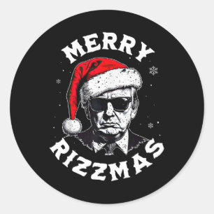 Merry Rizzmas Kerst Grappig Trump Sinterklaas Xm Ronde Sticker