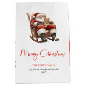 Merry Santa Claus Custom Editable Christmas Wrapp Medium Cadeauzakje (Voorkant)