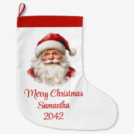 Merry Santa Claus Custom Name Editable Stocking Grote Kerstsok