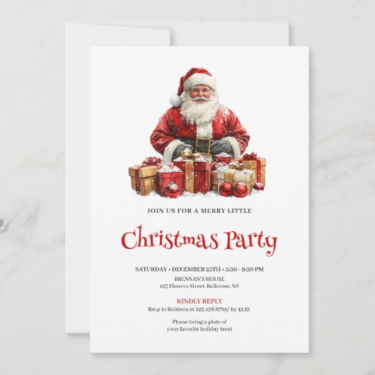 Merry Santa Claus Editable Christmas Party Invites Kaart (Voorkant)