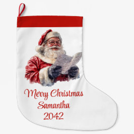Merry Santa Claus Rustic Custom Name Editable  Grote Kerstsok