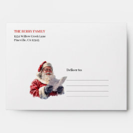 Merry Santa Claus Rustic Custom Name Editable Xmas Envelop