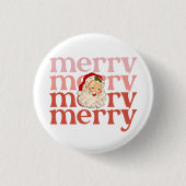 Merry santa kermas ronde button 3,2 cm (Voorkant)