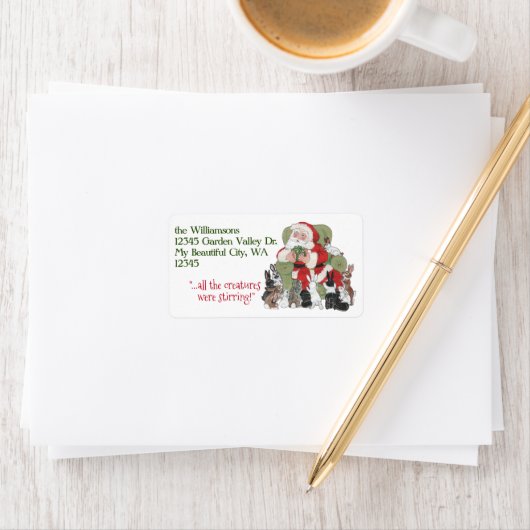 Merry Santa, Pet Bunny Rabbits Kerstmis  Etiket (Insitu)