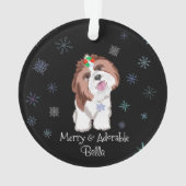 Merry & Schattig Shih Tzu met Snowflake Dog-naam Ornament (achterkant)
