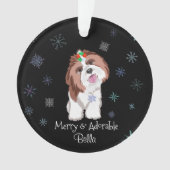 Merry & Schattig Shih Tzu met Snowflake Dog-naam Ornament (voorkant)