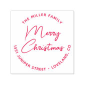 Merry Script Eenvoudig kerstretouradres Zelfinktende Stempel (Design)