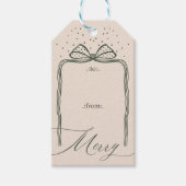 Merry Script Elegant Chic Christmas Bow van & naar Cadeaulabel (Voorkant)