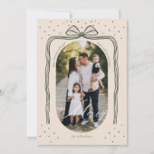 Merry Script Elegante Chic Christmas Bow Arch Foto Feestdagenkaart (Voorkant)