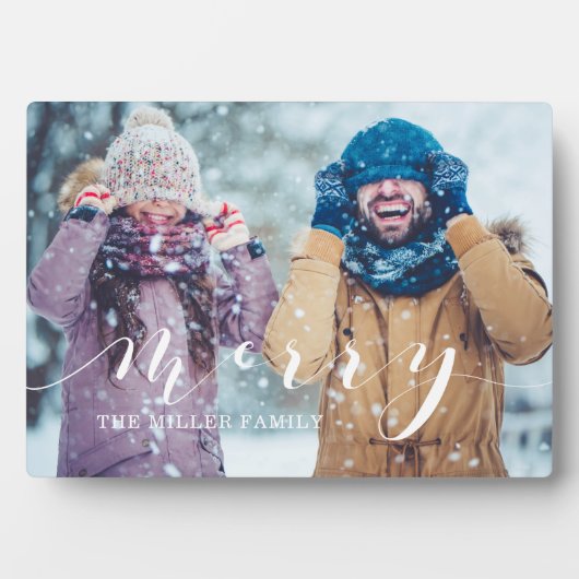 Merry Script Family Photo Keepomwille Collage Plaq Fotoplaat (voorkant)