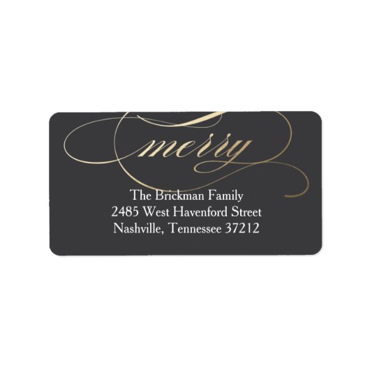 Merry Script Faux Folie Address Label (Voorkant)