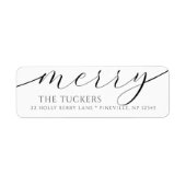MERRY Script Modern Christmas Retouradres Etiket (Voorkant)