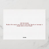 MERRY Script op donkerrood kerstgoud Folie Feestdagenkaart (Achterkant)