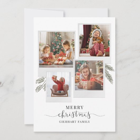 Merry Script Photo Collage Kerstcollage Feestdagenkaart (Voorkant)