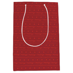 Merry Script Red Gift Bag voor de Feestdagen Medium Cadeauzakje
