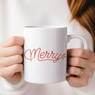 Merry Script Typografie Kerst Gepersonaliseerd Extra Grote Beker
