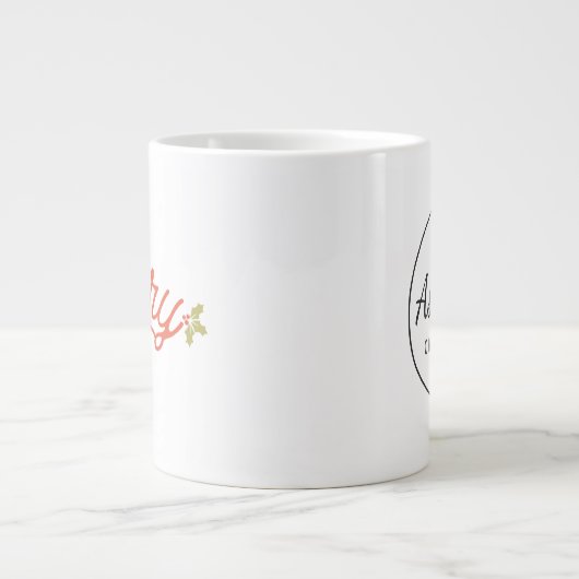 Merry Script Typografie Kerst Gepersonaliseerd Extra Grote Beker (Voorkant)