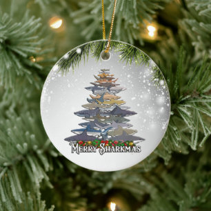 Merry Sharkmas cadeau voor Kind van volwassen haai Keramisch Ornament
