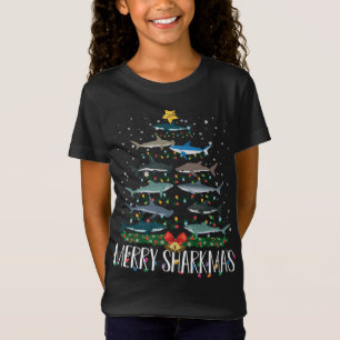 Merry Sharkmas Grappige Haai Kerstboom Lichten P T-shirt