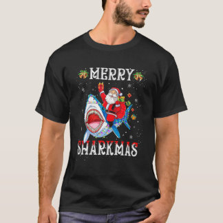 Merry Sharkmas Santa Ride Shark Ugly Kerstmis Lig T-shirt