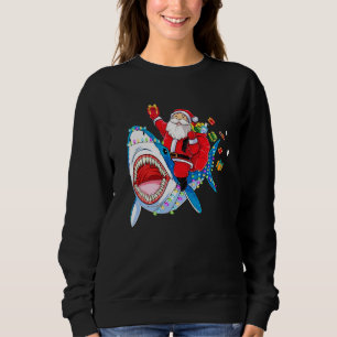 Merry Sharkmas Santa Riding Shark Kerstmis Pajama Trui