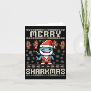Merry Sharkmas Shark Christmas Ugly Xmas Kinder Sh Kaart