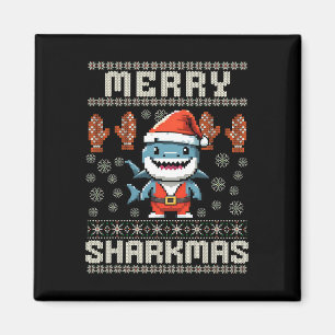 Merry Sharkmas Shark Christmas Ugly Xmas Kinder Sh Magneet