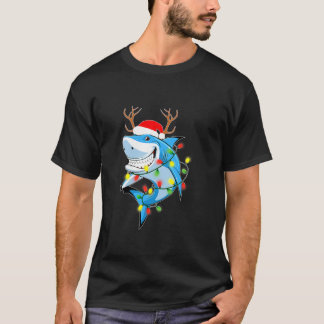 Merry Sharkmas Shark met Santa Hat-kerstligh T-shirt