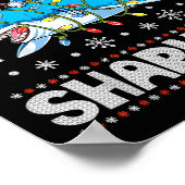 Merry Sharkmas Shark Santa Ugly kerstlampje B Poster (Hoek)