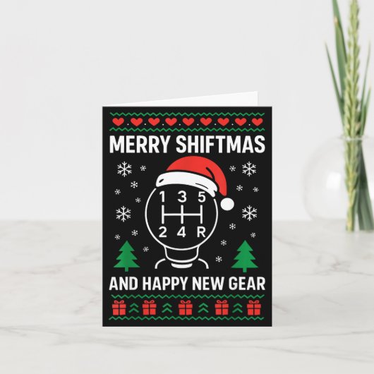 Merry Shiftmas And Happy New Manual Driver Christm Kaart (Voorkant)