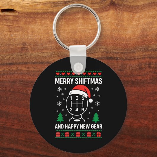 Merry Shiftmas And Happy New Manual Driver Christm Sleutelhanger (Voorkant)