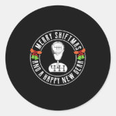 Merry Shiftmas Manual Transmission Christmas Theme Ronde Sticker (Voorkant)
