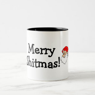 Merry Shitmas Santa Tweekleurige Koffiemok