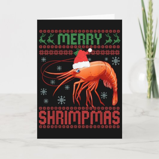 Merry Shrimpmas Funny Shrimp Ugly Christmas Sweate Kaart (Voorkant)