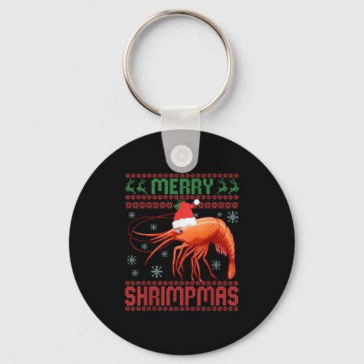 Merry Shrimpmas Funny Shrimp Ugly Christmas Sweate Sleutelhanger (Voorkant)