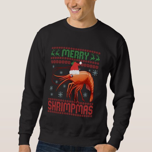 Merry Shrimpmas Funny Shrimp Ugly KerstSweate Trui (Voorkant)