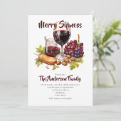 Merry Sipness Cheese & Wine Party Waterverf Kaart (Staand voorkant)