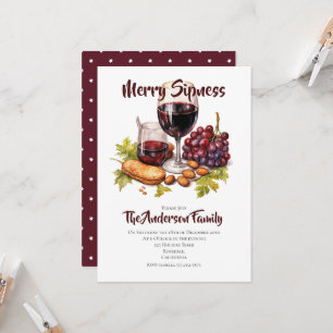 Merry Sipness Cheese & Wine Party Waterverf Kaart