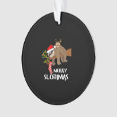 Merry Sloth Santa Hat Lovers Kerstmis Ornament (voorkant)