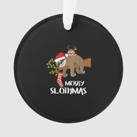 Merry Sloth Santa Hat Lovers Kerstmis Ornament (voorkant)