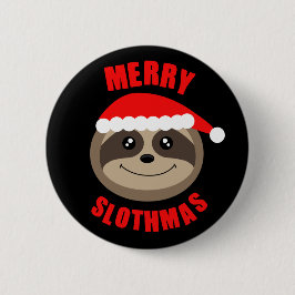 Merry Slothmas Button met kerstcadeaus voor feeste