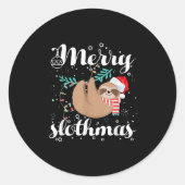 Merry Slothmas Christmas Pajama For Sloth Lovers Ronde Sticker (Voorkant)