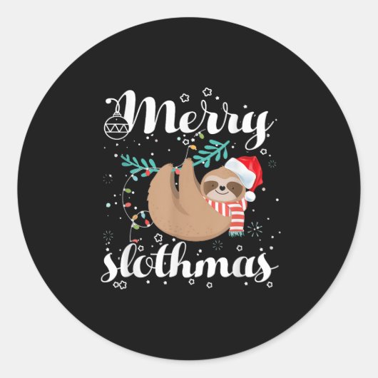 Merry Slothmas Christmas Pajama For Sloth Lovers Ronde Sticker (Voorkant)