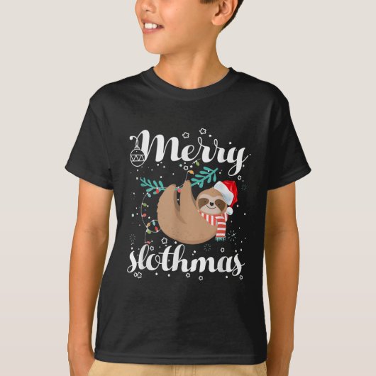 Merry Slothmas Christmas Pajama For Sloth Lovers T-shirt (Voorkant)