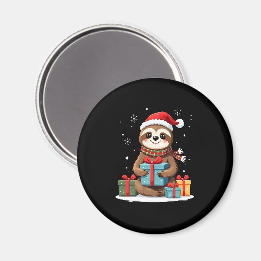 Merry Slothmas cute Christmas sloth Santa hat Xmas Magneet (Voorkant / Achterkant)