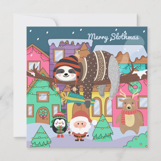 Merry Slothmas Feestdagenkaart (Voorkant)