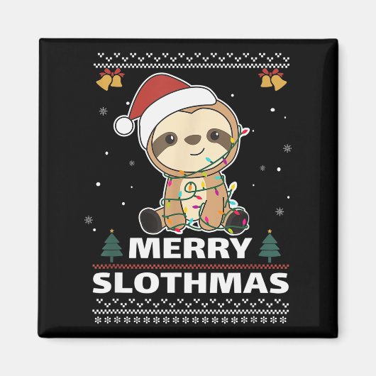 Merry Slothmas Funny Sloth Christmas Pun Magneet (Voorkant)